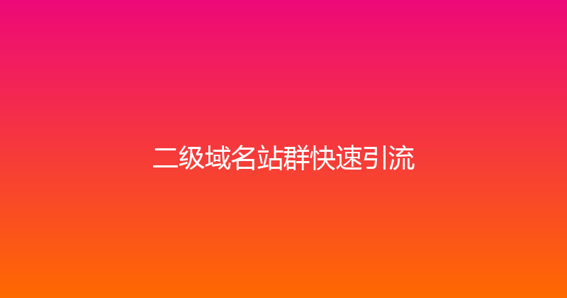 二级域名站群快速引流 封面图