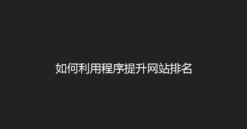 如何利用程序提升网站排名 封面图