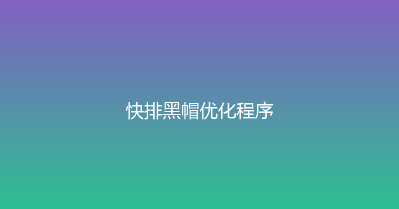 快排黑帽优化程序 封面图
