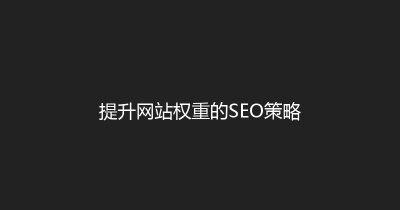 提升网站权重的SEO策略 封面图