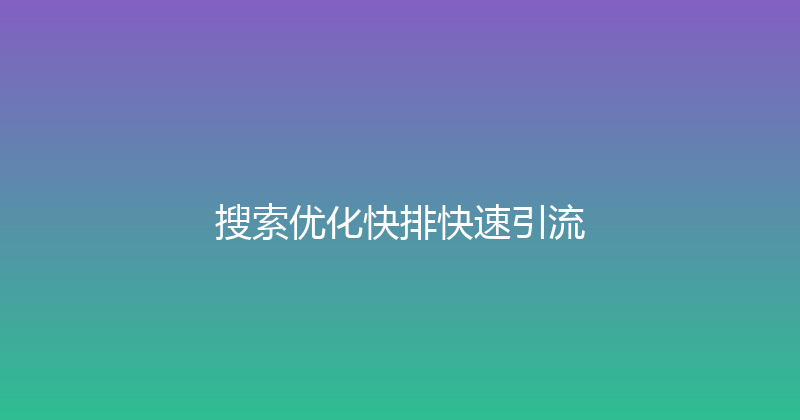 搜索优化快排快速引流 封面图