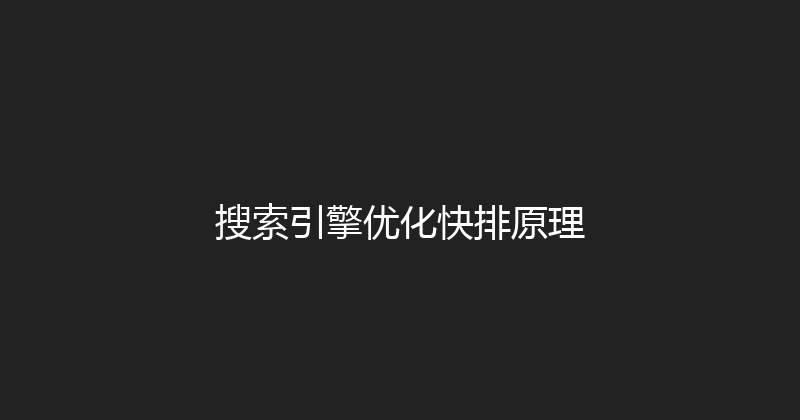 搜索引擎优化快排原理 封面图