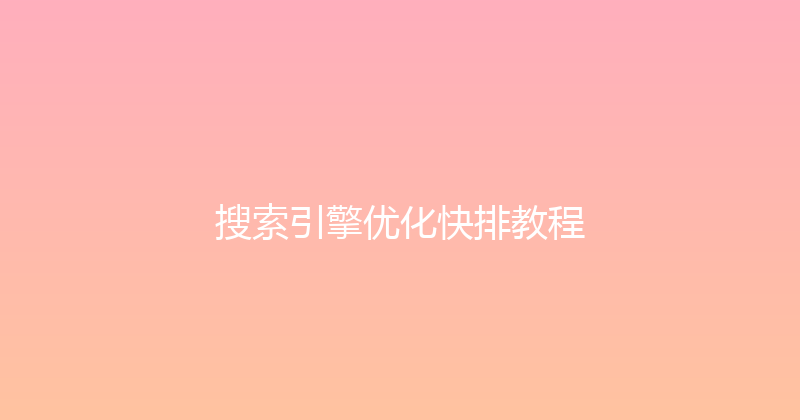 搜索引擎优化快排教程 封面图
