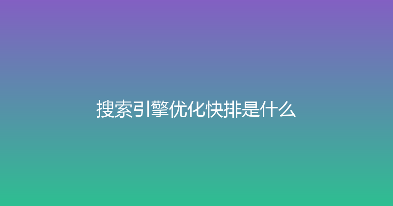搜索引擎优化快排是什么 封面图