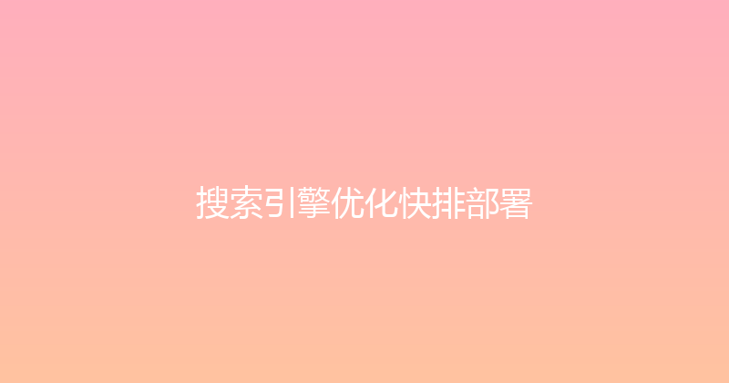 搜索引擎优化快排部署 封面图