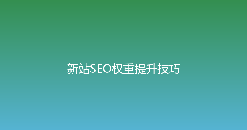 新站SEO权重提升技巧 封面图