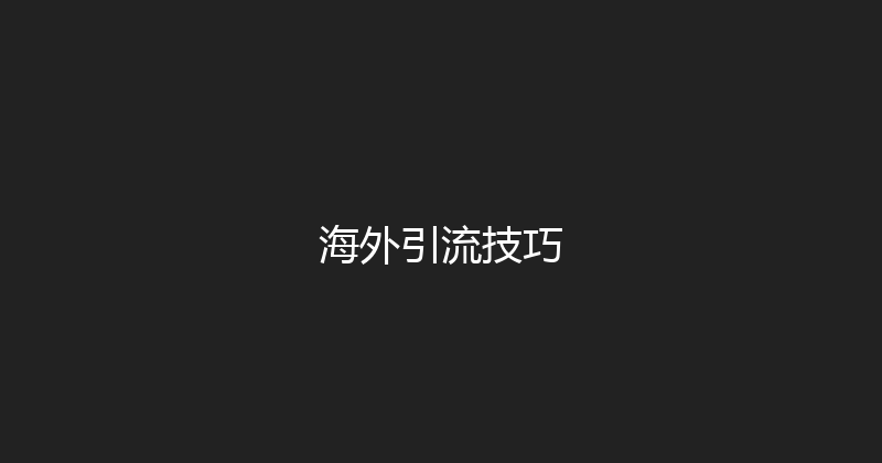 海外引流技巧 封面图