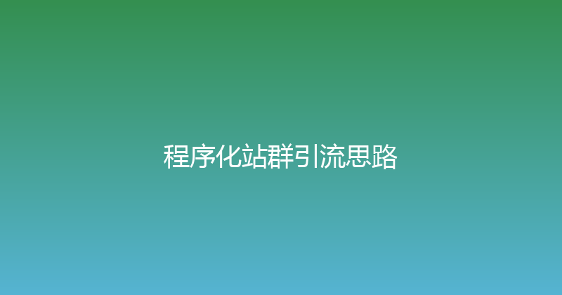 程序化站群引流思路 封面图