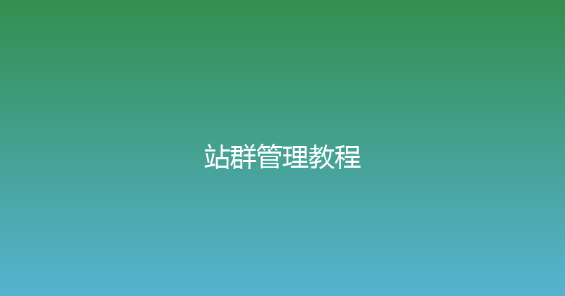 站群管理教程 封面图