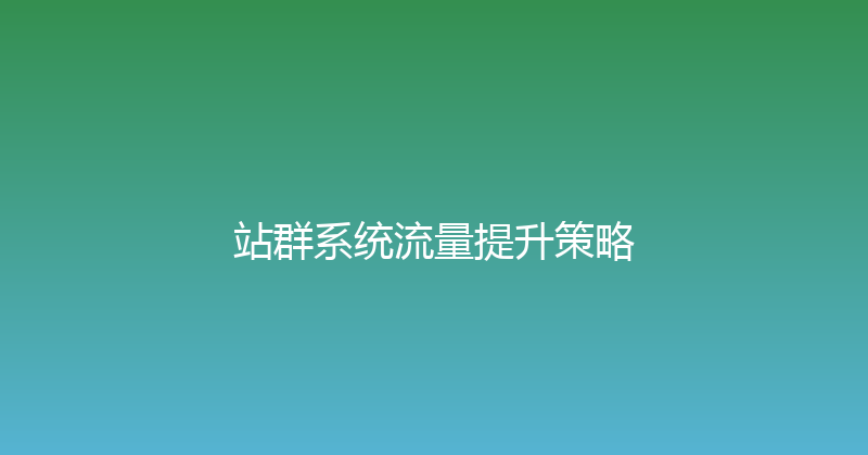 站群系统流量提升策略 封面图