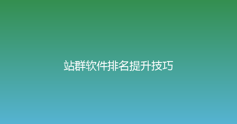站群软件排名提升技巧 封面图