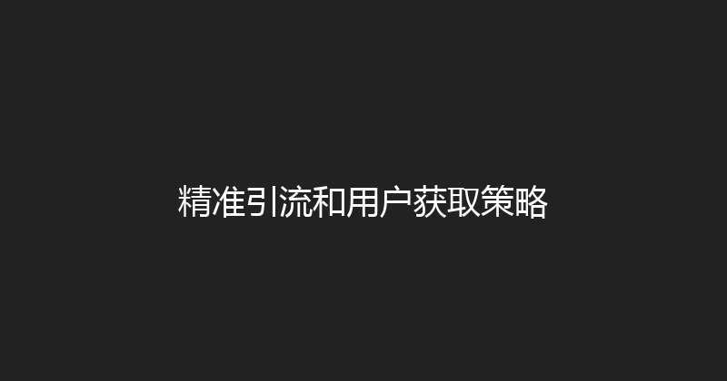 精准引流和用户获取策略 封面图
