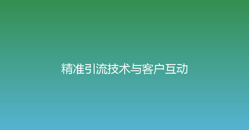 精准引流技术与客户互动 封面图