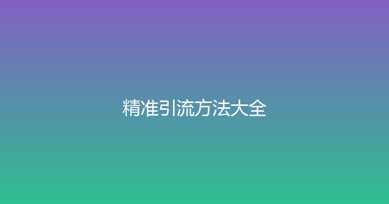 精准引流方法大全 封面图