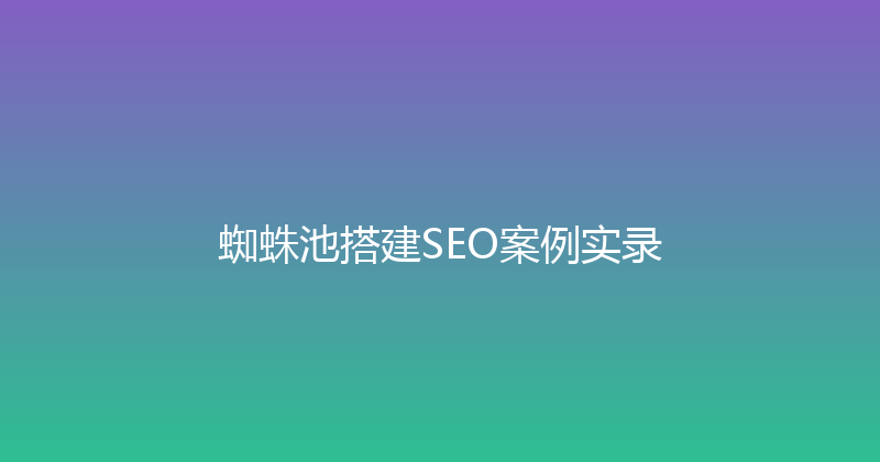 蜘蛛池搭建SEO案例实录 封面图