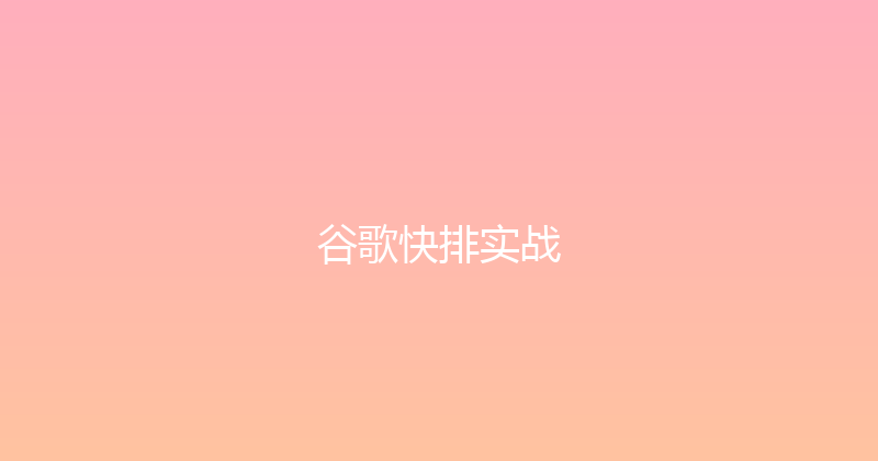 谷歌快排实战 封面图