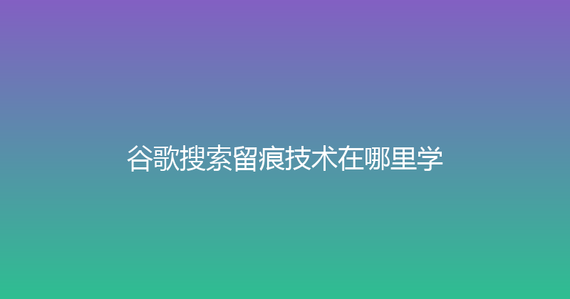 谷歌搜索留痕技术在哪里学 封面图