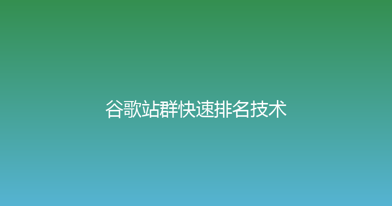 谷歌站群快速排名技术 封面图