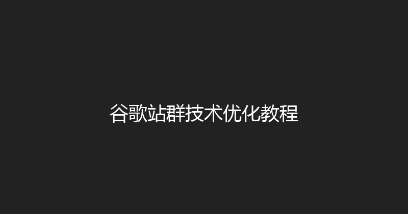 谷歌站群技术优化教程 封面图