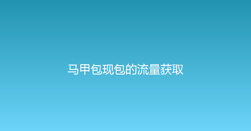马甲包现包的流量获取 封面图