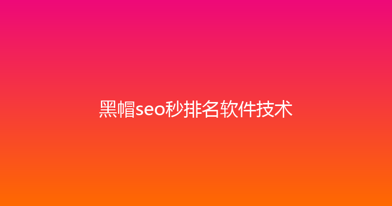 黑帽seo秒排名软件技术 封面图