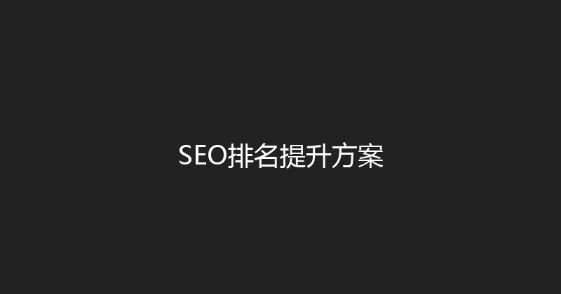 SEO排名提升方案 封面图