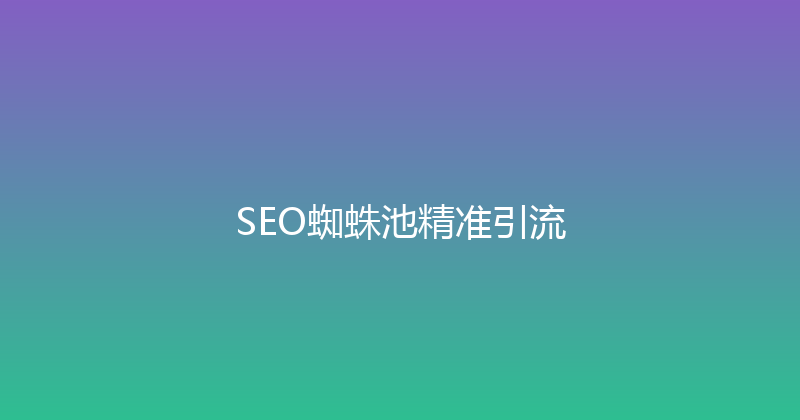 SEO蜘蛛池精准引流 封面图